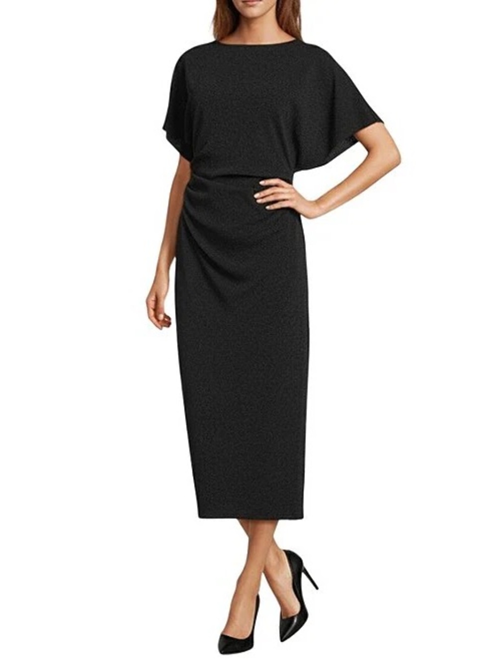 ANTONIO MELANI Carter short sleeve crew neck crepe sheath midi